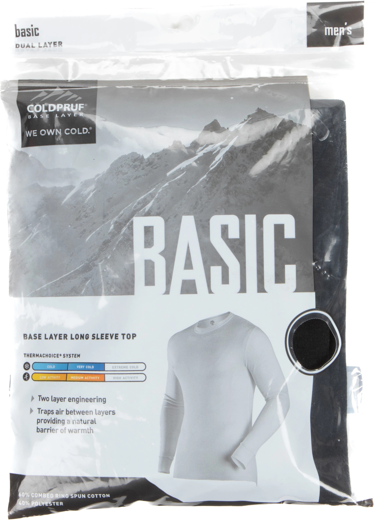 Men's Mens Coldpruf Basic Layer Crew shown in Black (Black)